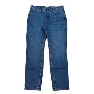 Sezane Denim High Rise Jeans 33x29 Blue 100% Cotton Button Fly Shapely Tapered